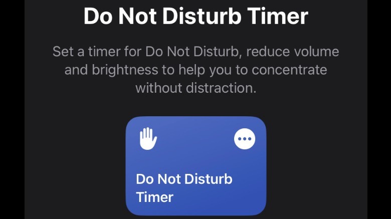 Do Not Disturb Timer shortcut