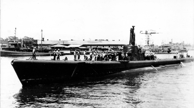 USS Tang floating on surface