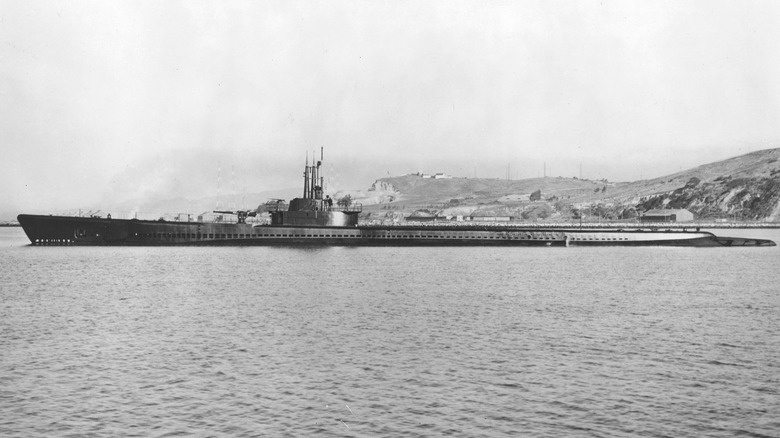 USS Tang floating on surface