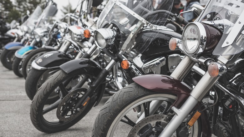 motorcycles in a row