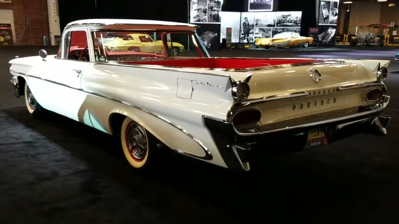 1959 Pontiac El Catalina driver side rear quarter view in showroom