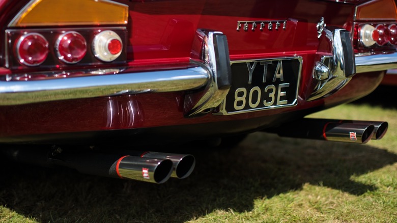 Ferrari tailpipes emit sweet exhaust notes.