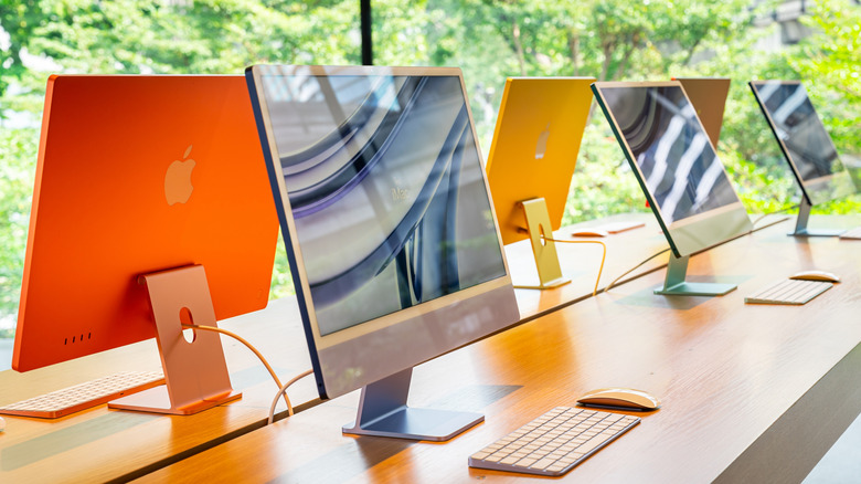 Modern Apple iMacs on display