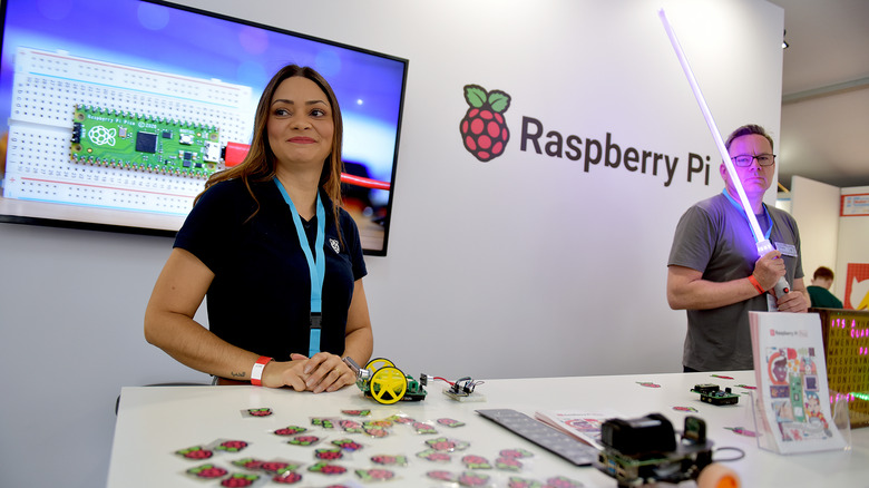 Raspberry Pi stand at a tech gathering