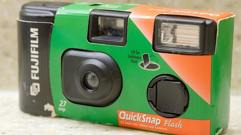 A Fujifilm QuickSnap Flash disposable camera