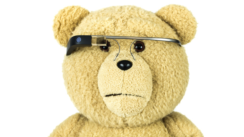 teddy bear wearing Google Glass