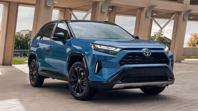 2025 Toyota RAV4 In Blue From Front Angle