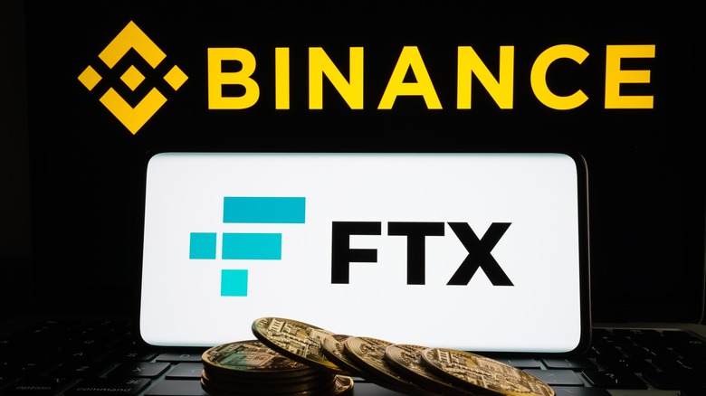 The official brand logo of FTX and Binance.