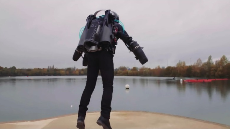 Richard M Browning taking off with Ironman suit jetpack