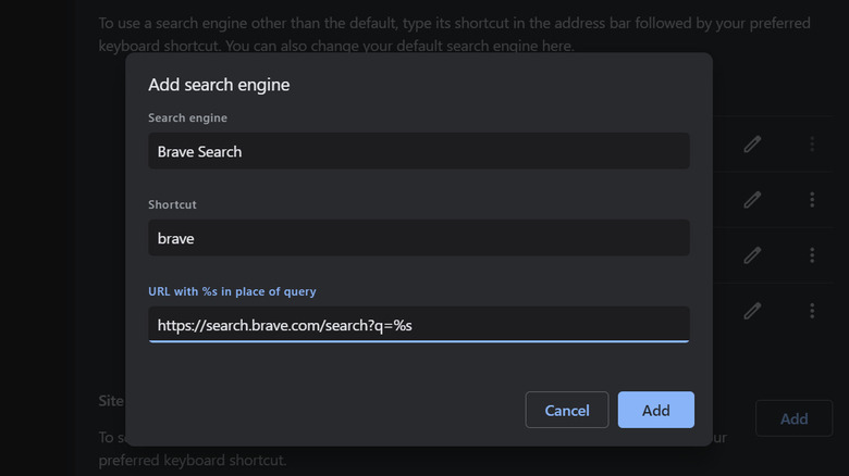 adding new search engine on Chrome