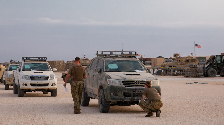 U.S troops prepping Toyota technicals