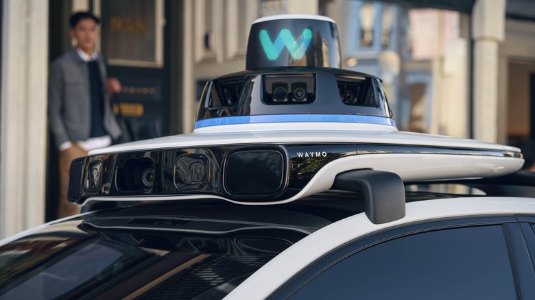 Waymo self-driving car sensor array closeup