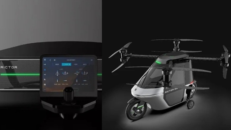 Split Image: Flight Controls And Exterior Of Skyrider X1 In Flight Mode