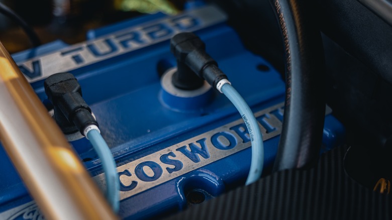 Close-up of a Ford Cosworth engine