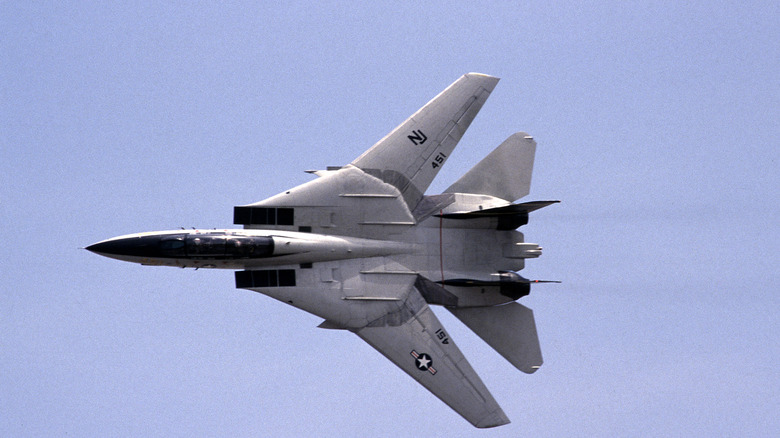 F-14 flying at an angle