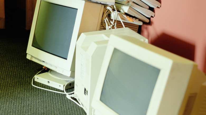 Old CRT Monitors and Keyboards