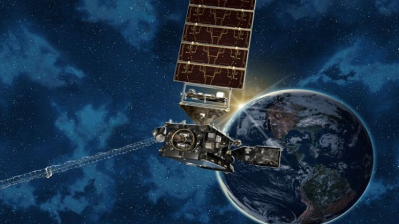 A NOAA satellite orbiting Earth