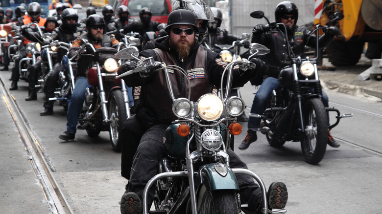 Motorcycle gangs on a ride