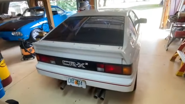 Honda CR-X Squared in garage