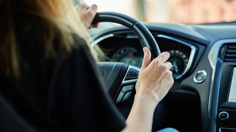 Woman driving car