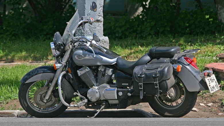 Silver Honda Shadow motorcycle