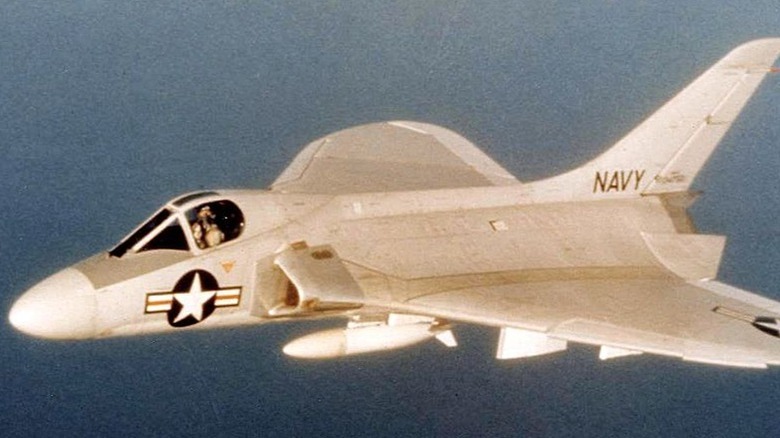 A Douglas F4D-1 flying