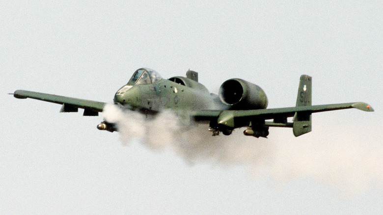 A-10 firing gun