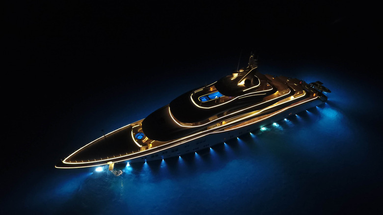 yacht at night