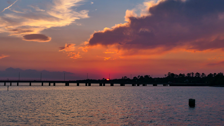 Sunset over the Lake Pontchartrain Causeway