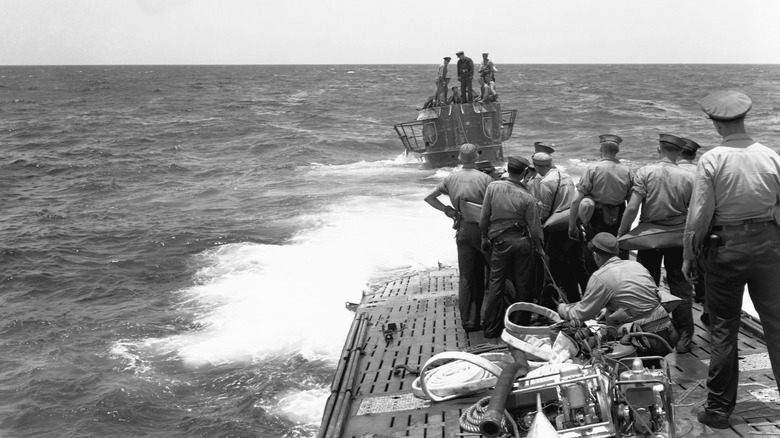 crew on submarine at sea