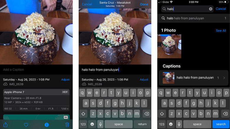 adding captions to iPhone photos