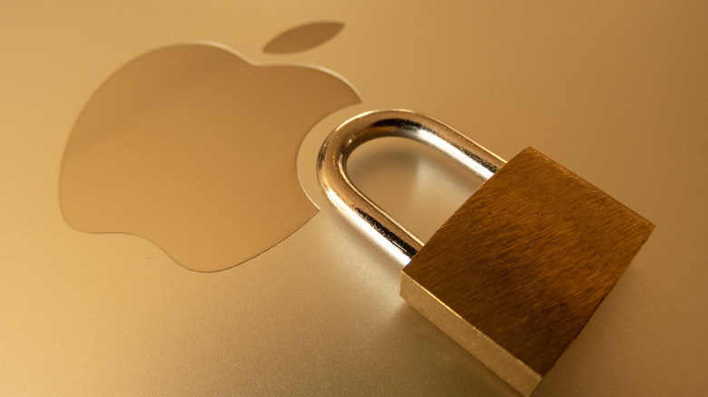 A padlock next to Apple logo