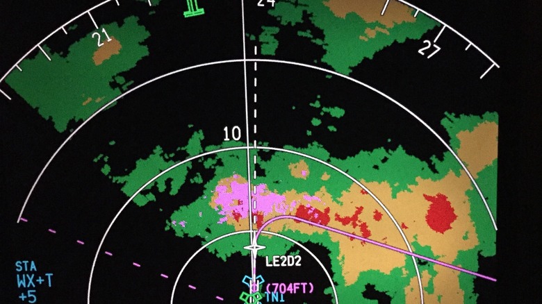 Radar graphic displaying various weather information