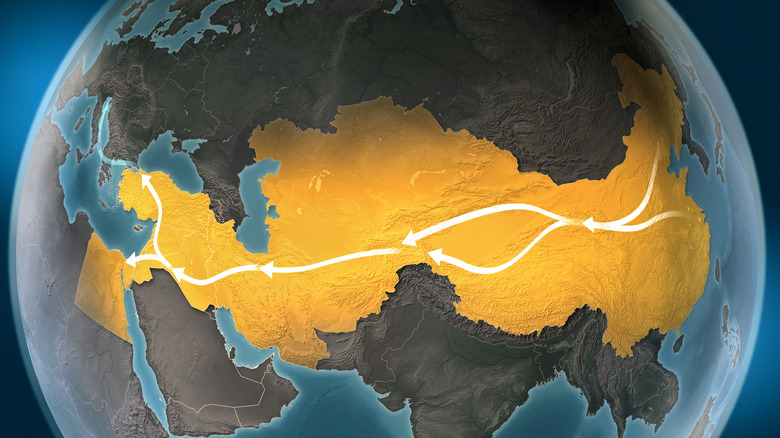 Map of silk road from space