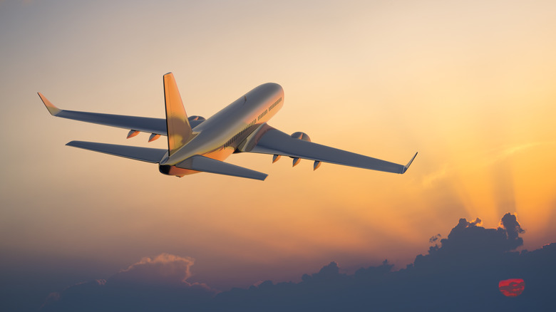 plane flying in clouds