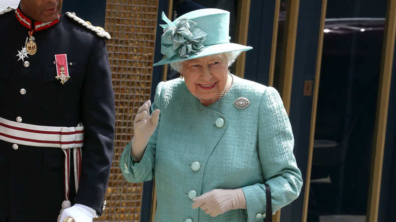 Queen Elizabeth II waving