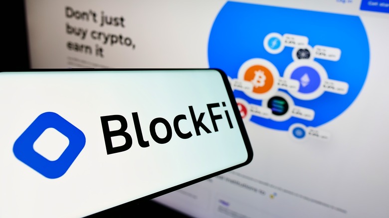 Blockfi logo on phone