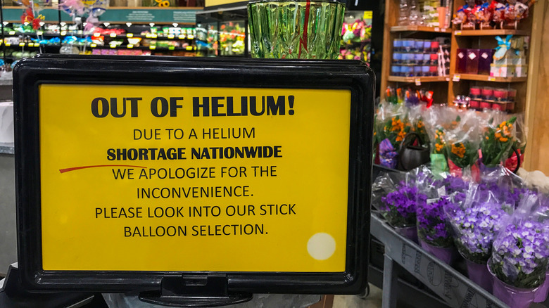 Helium shortage sign