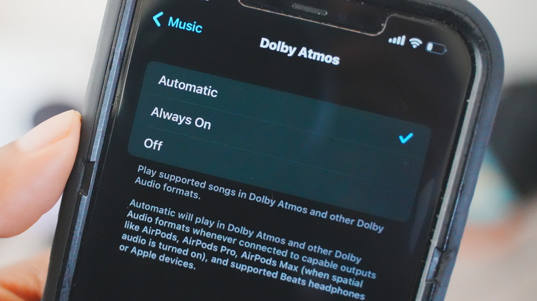 Apple Music Dolby Atmos settings