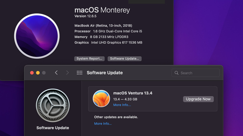 macOS software update windows