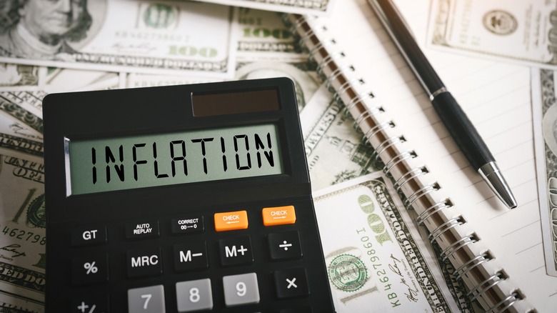 inflation spelled on a calculator