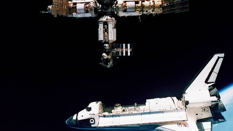 Space Shuttle Atlantis docks with Mir