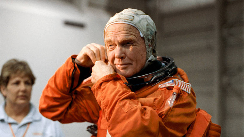 John Glenn suits up for space shuttle mission