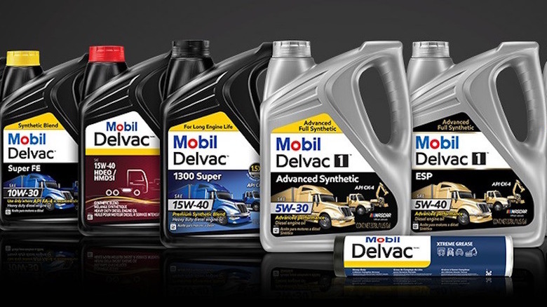 Mobil Delvac oil bottles