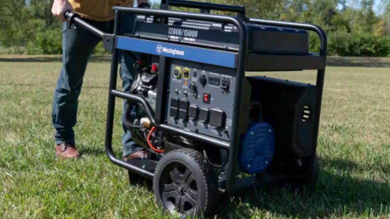 Moving Westinghouse generator with handles