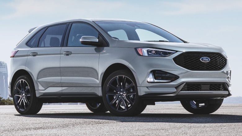 Gray 2020 Ford Edge ST-Line parked outside on a sunny day