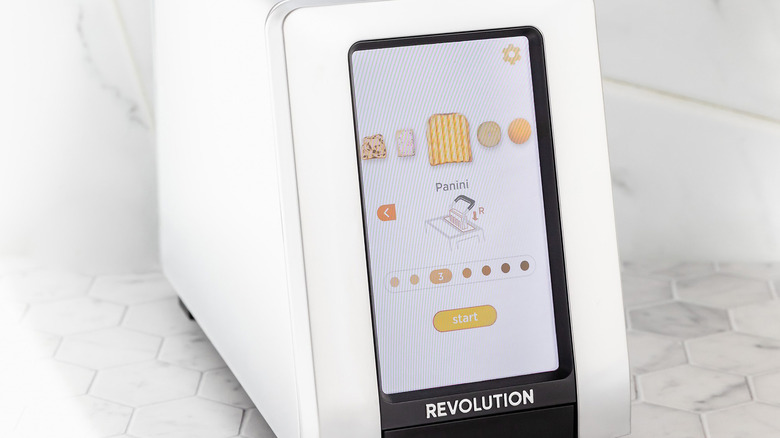 A close up view of a smart toaster's control screen