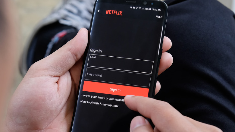 Signing into Netflix on a phone
