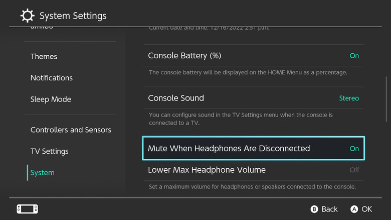 Switch System Settings menu