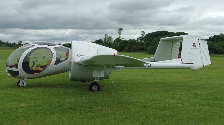 An Edgley EA-7 Optica parked on the grass